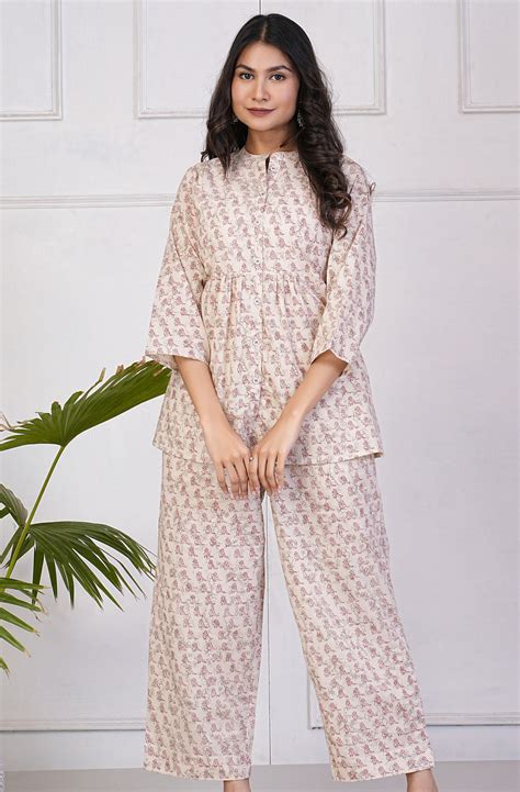Women Cotton Kurti Set Online | Cotton Cigarette & Palazzo Pants With Kurti