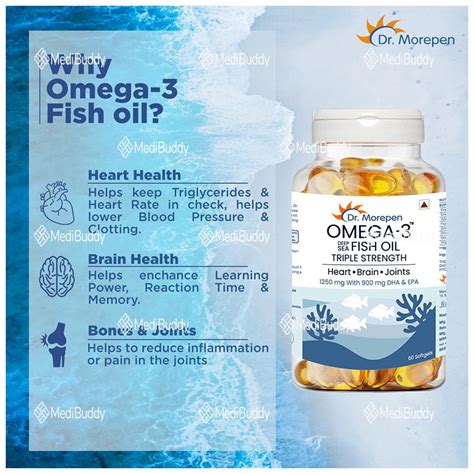Dr. Morepen Triple Strength Omega 3 Fish Oil 1250mg | Softgel for Heart ...
