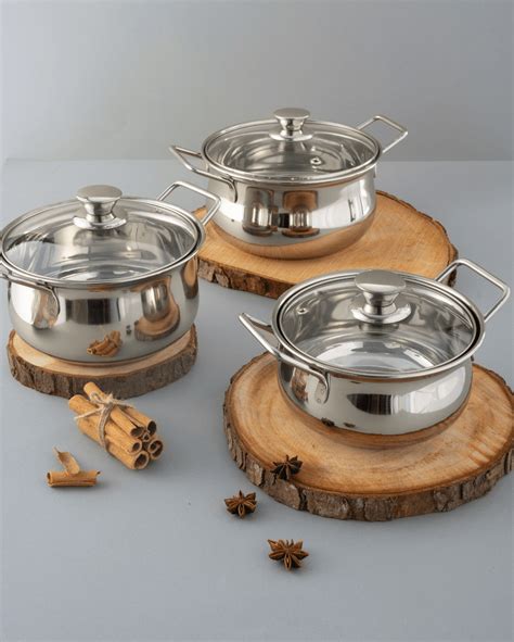 Steel Hefty Serving Handi with Glass Lid Set of 3– monorex