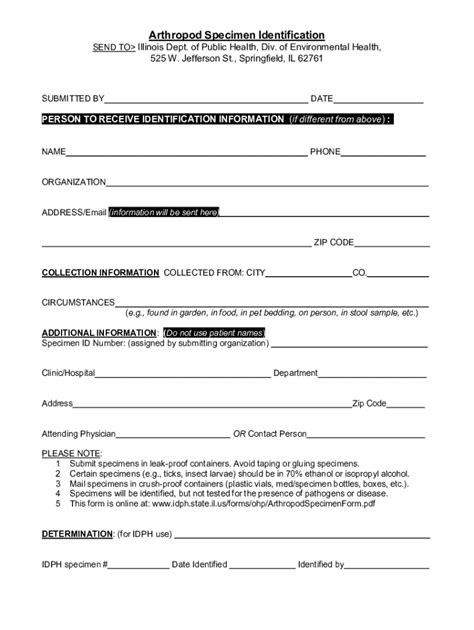 Fillable Online Arthropod Specimen Identification Form - Illinois 2023 ...
