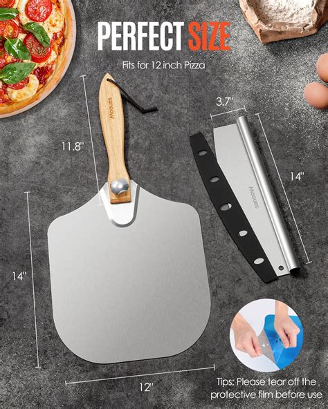 Pizza Peel Aluminum Pizza Spatula, Mooues 12 inch Metal Pizza Paddle ...