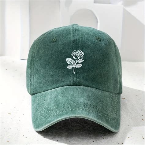 Distressed Baseball Cap Rose Embroidery Adjustable Sun Hats – CRAZE