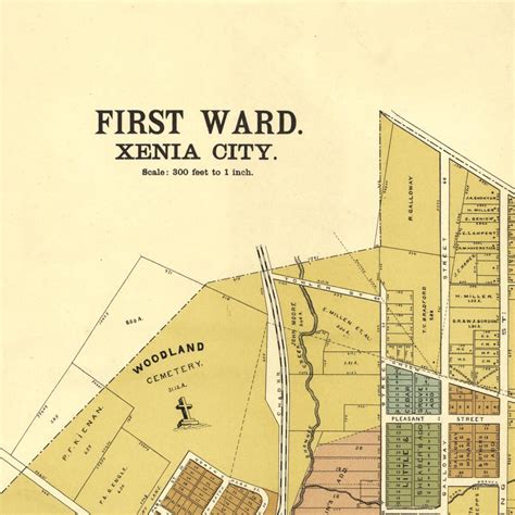 First Ward Xenia City from Riddell's Atlas of Greene County, Ohio : from 1896 Old Map Print (23. ...