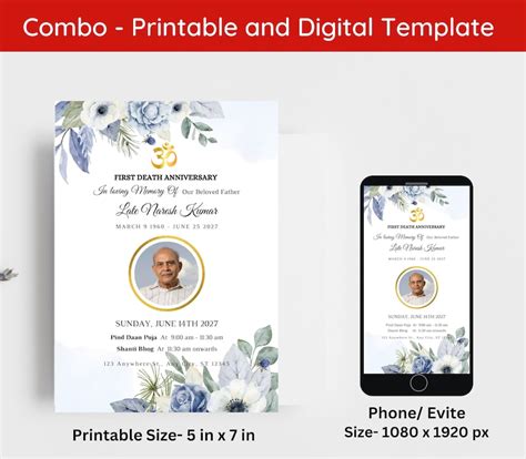 Buy Editable Barsi Invitation, Indian Death Anniversary Invitation ...