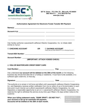 Fillable Online Bank Draft Authorization Form - www.ljec.coop Fax Email ...