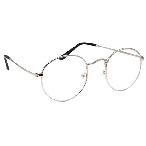 Buy Retro Round Clear Lens Glasses Metal Frame - Silver at Amazon.in