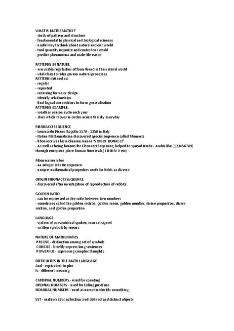 Mathematics (MATH 101): Comprehensive Reviewer & Key Concepts Guide - Studocu