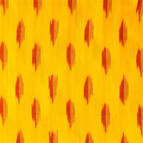 Pure Cotton Yellow Ikkat With Rust Weaves Wobven Fabric – Sanskruti