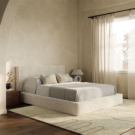 Marshmallow Bed Frame Slim in Chunky Boucle Cream