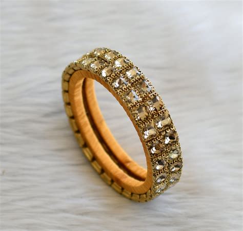 Silk thread gold block stone bangles(2.6) dj-45492 – dreamjwell