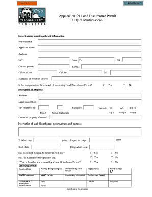 Application For Land Disturbance Permit City Of Murfreesboro ...