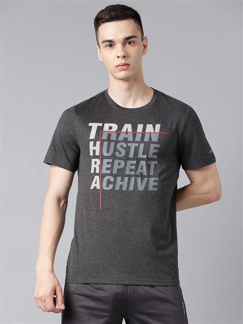Alcis Men's Grey & Black Anti-Static Drytech+ Slim-Fit Training Tee