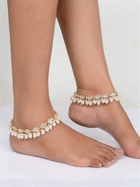 Buy Gold Plated Kundan Traditional Ethnic Payal for Women Online at ...