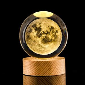 SHOPOGENIX 3D Crystal Moon Ball Light with 2.4 inch Glass Ball with ...