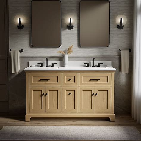 KOHLER Charlemont 60-in Light Oak Undermount Double Sink Bathroom ...