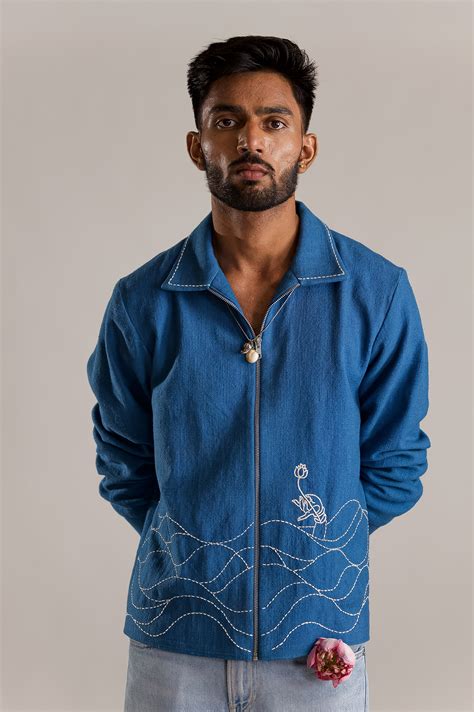 Lakshmi Hand Embroidered Jacket - Blue – Vasukay