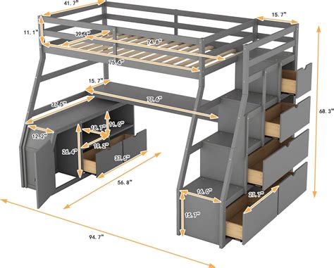 Harper&BrightDesigns Harper & Bright Designs Twin Size Loft Bed Frame ...