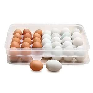 34 Grid Plastic Egg Storage Box With Lid Transparent Egg Tray for ...
