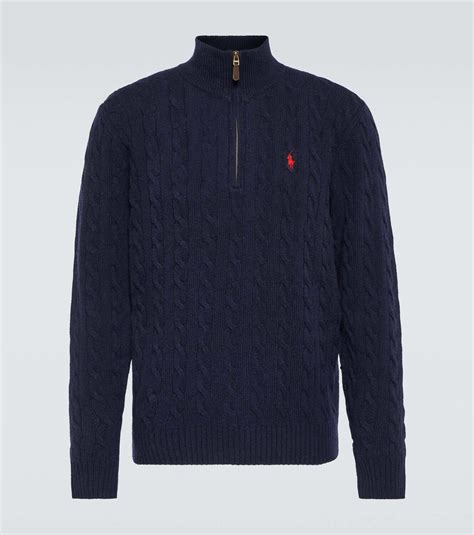 Polo Ralph Lauren Cable-knit wool and cashmere half-zip sweater Polo ...