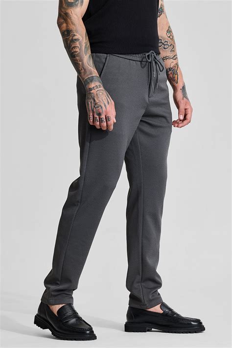 Buy Men's Dark Grey Textured Slim Fit Trousers Online | Snitch – SNITCH