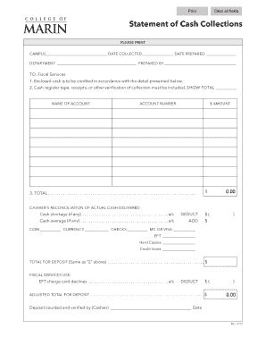 Fillable Online Statement of Cash Collections Fax Email Print - pdfFiller