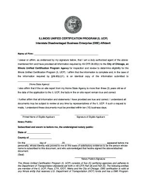 Fillable Online ILLINOIS UNIFIED CERTIFICATION PROGRAM (IL UCP) Fax ...