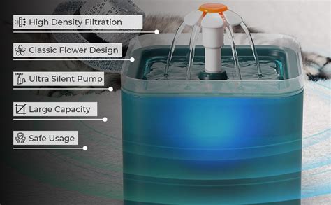 Qpets® Cat Water Fountain with LED Light, 67oz/2.0L, Ultra Quiet Cat ...