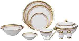 Clay Craft Urmi Ebony Bone China Dinner Set, 38-Pieces, Multicolour ...