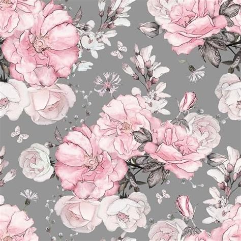 VEELIKE Grey Pink Floral Peel and Stick Wallpaper India | Ubuy