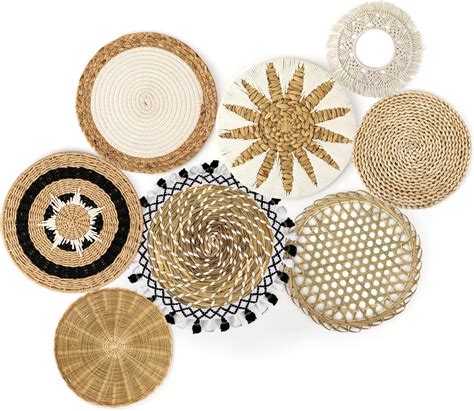 Amazon.com - Glenmal Set of 13 Boho Wall Basket Decor Woven Rattan ...