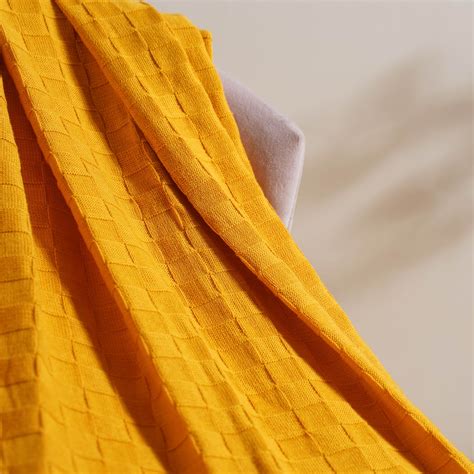 Yellow Knitted Throw Online - Premium Throw Blanket | Nestasia