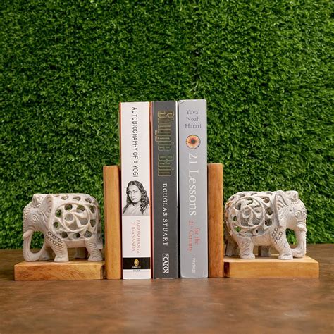 Wood & Marble Bookends - Set of 2 | Book Organizers | Book Shelves ...