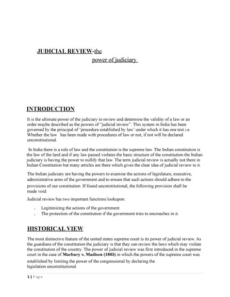 judicial review - JUDICIAL REVIEW-the power of judiciary INTRODUCTION ...