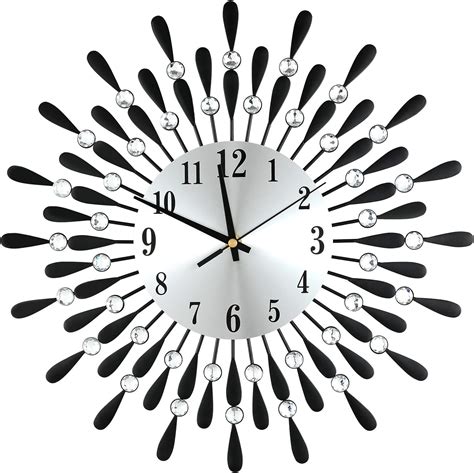 Buy 15 Inch Black Small Wall Clock for Living Room Decor, Modern Metal ...