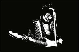 Jimi Hendrix Black & White Illustration Poster Paper Print - Music ...