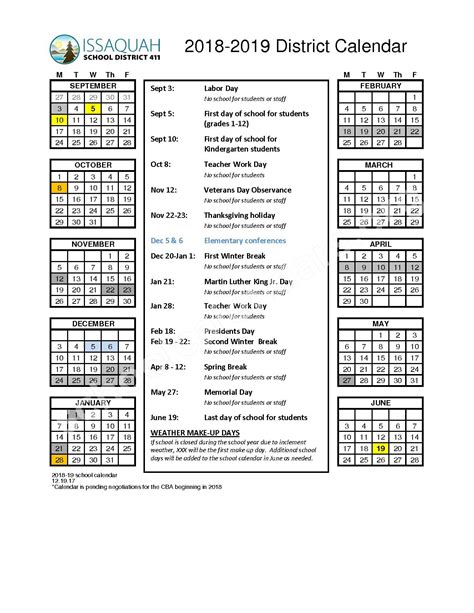 Creekside Elementary School Calendars - Sammamish, WA