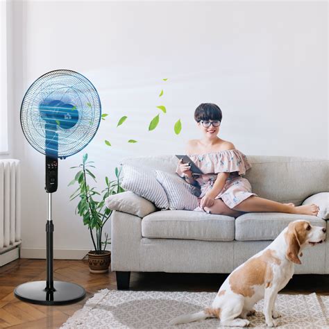 18" Pedestal Fan, Oscillating Standing Fan With Remote Control, Floor ...