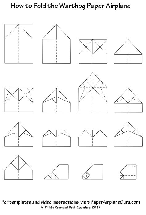 Printable Paper Airplane Folding Template
