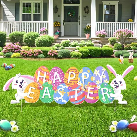 Amazon.com : Easter Decorations Outdoor Happy Easter Yard Signs with ...