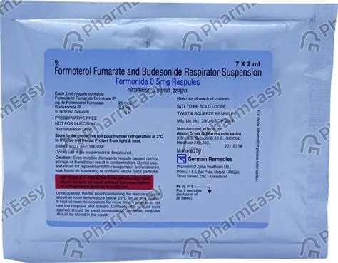 Formonide 0.5mg 2ml Packet Of 7 Respules: Uses, Side Effects, Price ...