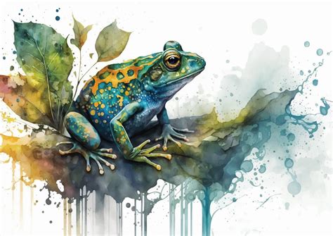 Make a statement with these bold and striking watercolor vector illustrations of frogs and their ...