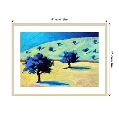 Bluescape With Trees By Paul Powis Wood Framed Wall Art Print