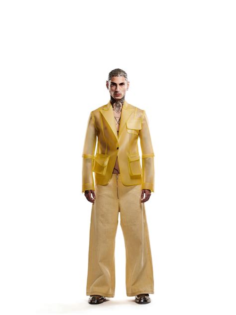 Yellow Handwoven denim pants