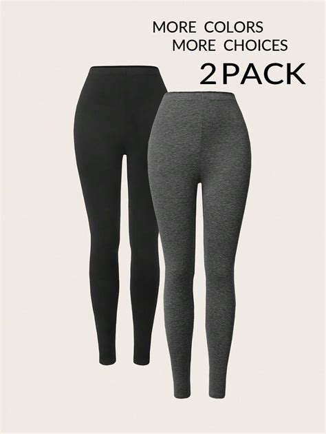 SHEIN PETITE 2pcs Casual Solid Color Leggings Set For Women | SHEIN USA