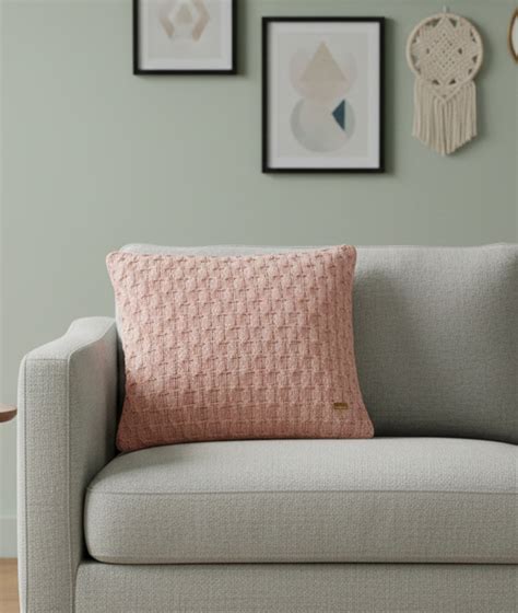 Kelly Knit Cotton Knitted Decorative Pale Pink Color 16 x 16 Inches Cu ...