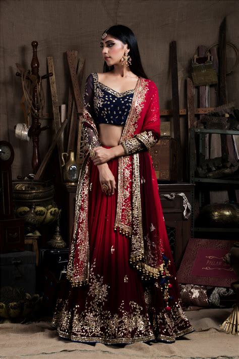 Red and maroon lehenga set | Pallavi jaipur – Pallavi Jaipur