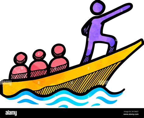 Watercolor style leadership concept icon men on boat Stock Vector Image ...