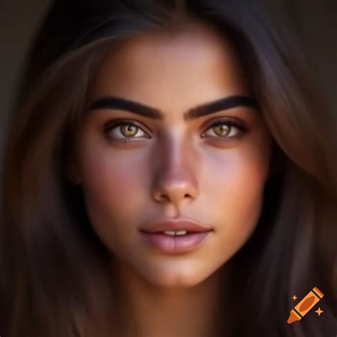 Athletic Spanish Arabic woman with thick dark brown hair and light ...