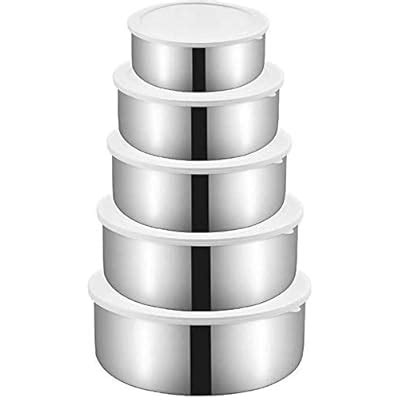 Buy AIYoo Stainless Steel Mixing Bowls with Lids,Set of 5 Nesting Bowl ...