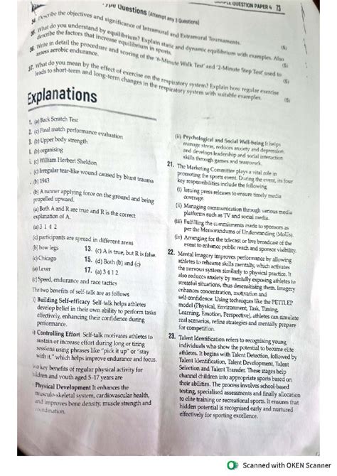 PE 12: Final Exam Question Paper - Aerobic Endurance & Sports Factors ...
